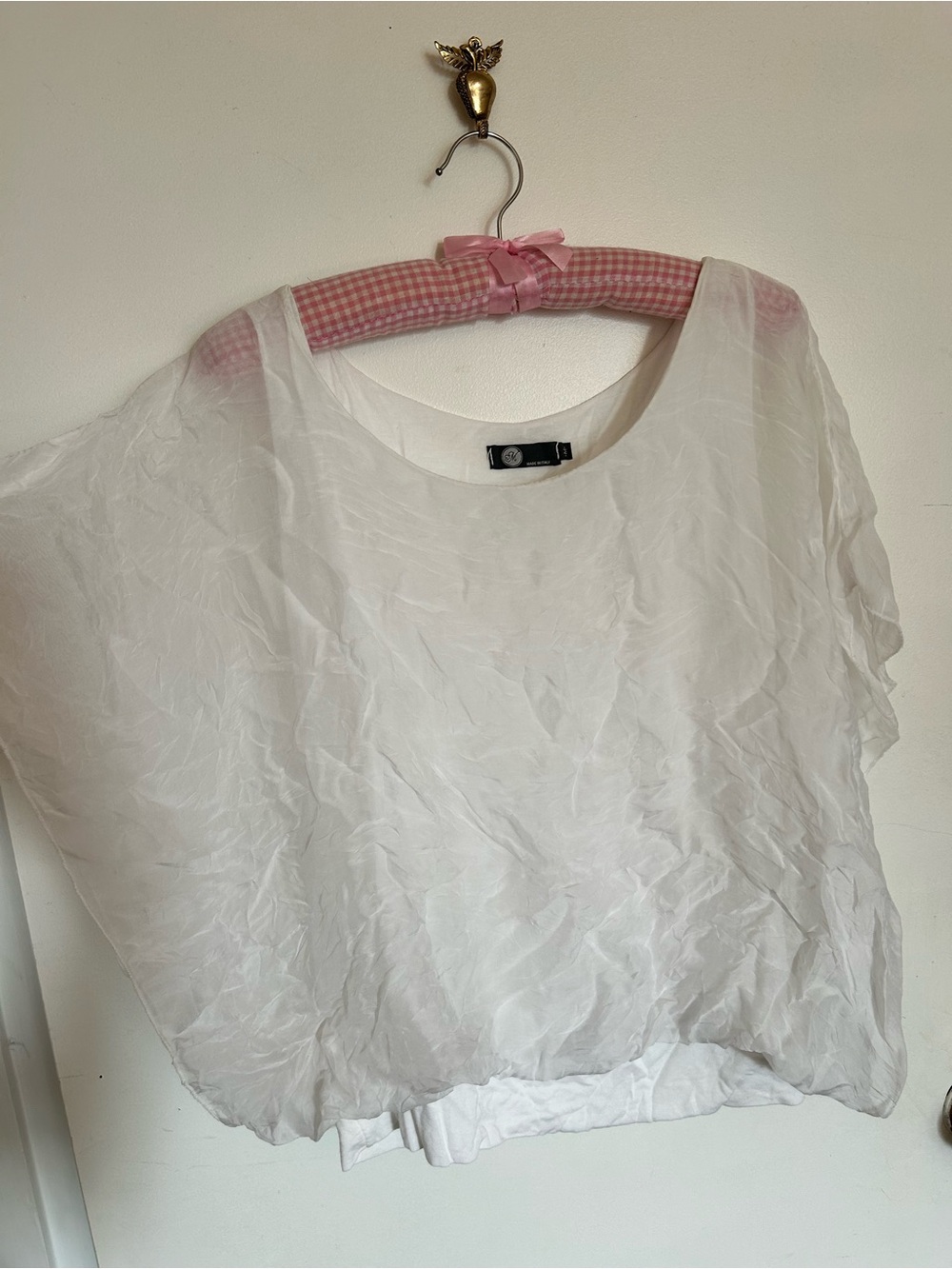 Y2K Made in Italy women’s white silk sheer top size medium